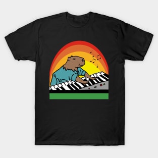 Funny Capybara Makes Music with Piano Keyboards T-Shirt